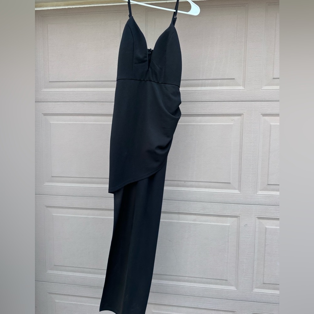 Black V Neck High low Dress